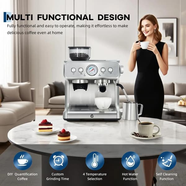 Espresso Kaffemaskin, 30 Malningsinställningar, PID Temperaturkontroll,EU