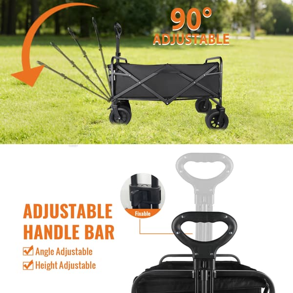 Foldbar vogn, 360° drejbare hjul, stor kapacitet,sort