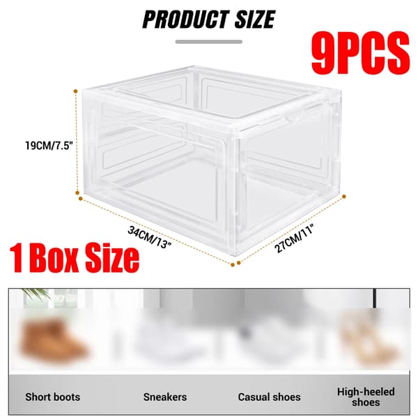Skoopbevaringsboks, Stabelbar Design, Holdbart Plastmateriale,9 Pakke