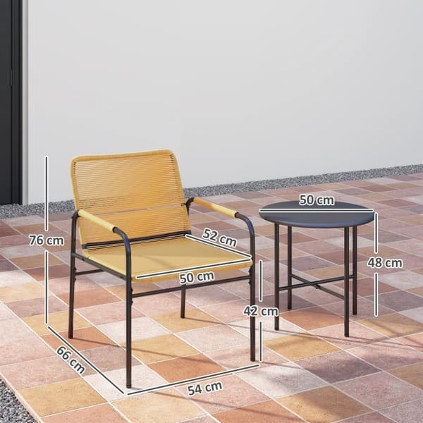 Rattan Bistro Sæt, Komfortable Siddepladser, Stilfuldt Design,Gul