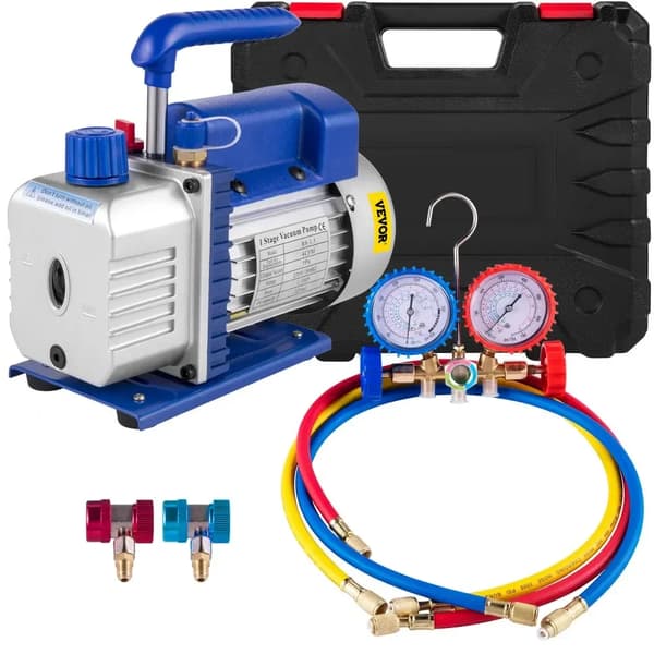 Vakuumpump, 1/4HK, Effektiv 4CFM Flödeshastighet,4CFM 1-3 HP Mätare