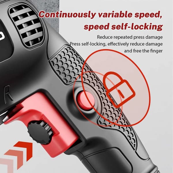 Elektrisk Hammerboremaskine, Dobbelt Tilstand Drift, Ergonomisk Design,sort