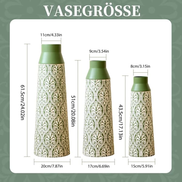 Golvvaser, Retrodesign, Lämpliga för Torkade Blommor,grön