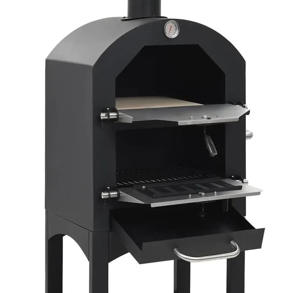 Pizzaovn, Kulgrill, Bærbar Design,sort