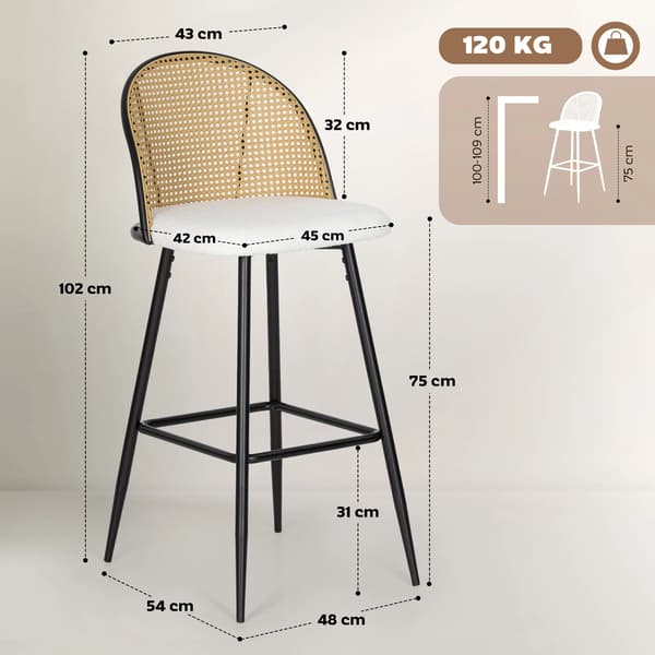 Barstol, minimalistisk design, bekväm sittning, VIT