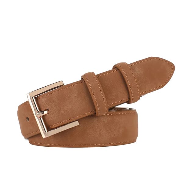 Læderbælte, Kvinders Mode, Chic Guldspænde,khaki B, 100cm