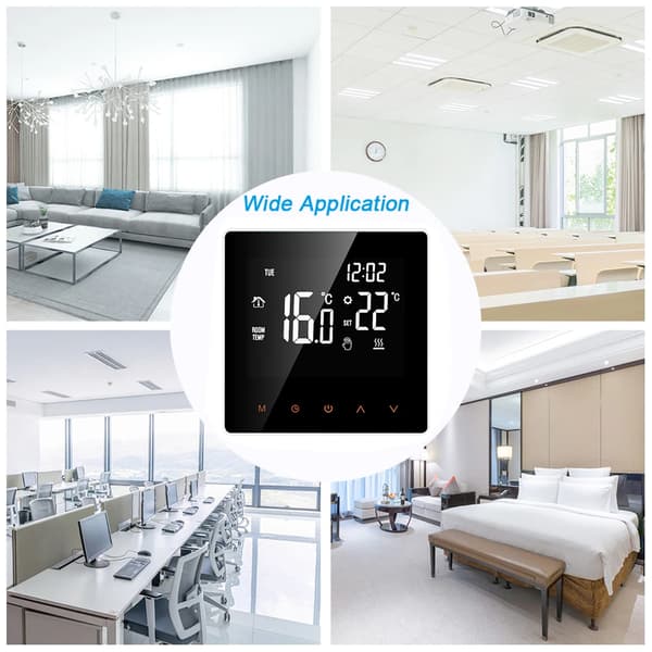 Smart Termostat, APP Kontroll, Veckovis Programmerbar,svart