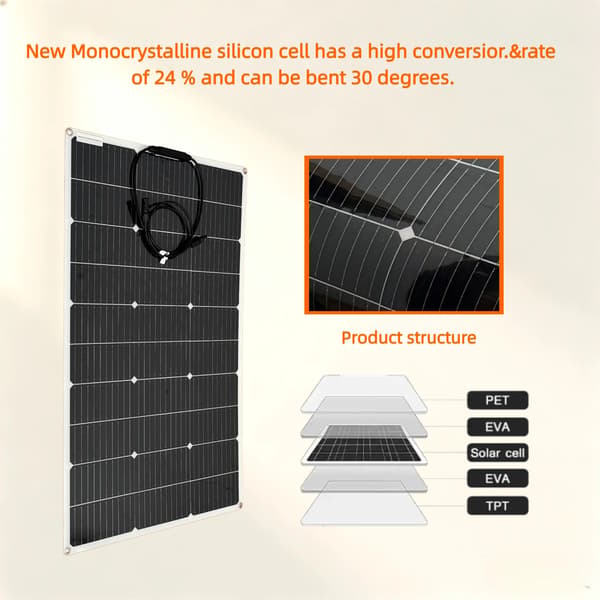 Solpanel, Flexibel Installation, Lätt Design,PET100W   1PC