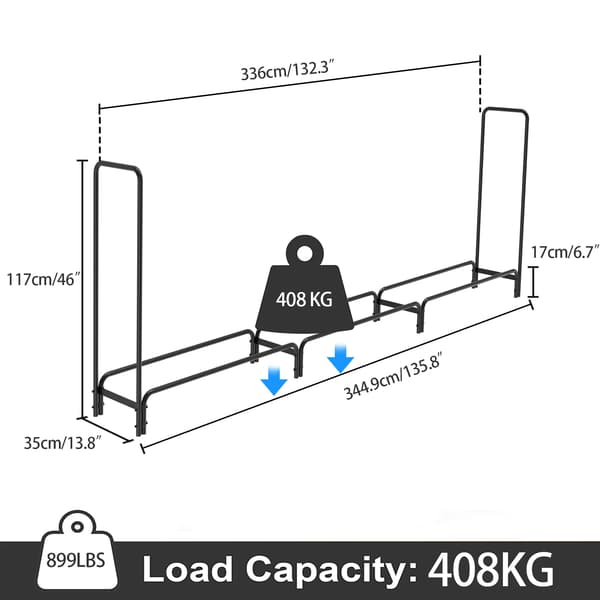 Vedställ, Justerbar Längd, Kraftig Konstruktion,Svart 12ft