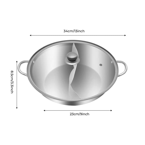 Hot Pot, Rostfritt Stål Material, Familjestor Kapacitet,Silver
