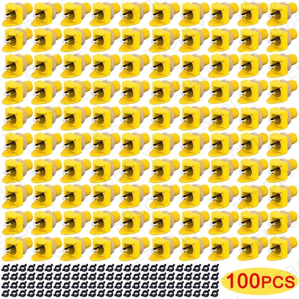 Fuglevandingsanlæg, Automatisk Nippel, Vandret Sidemontering,100pcs gul