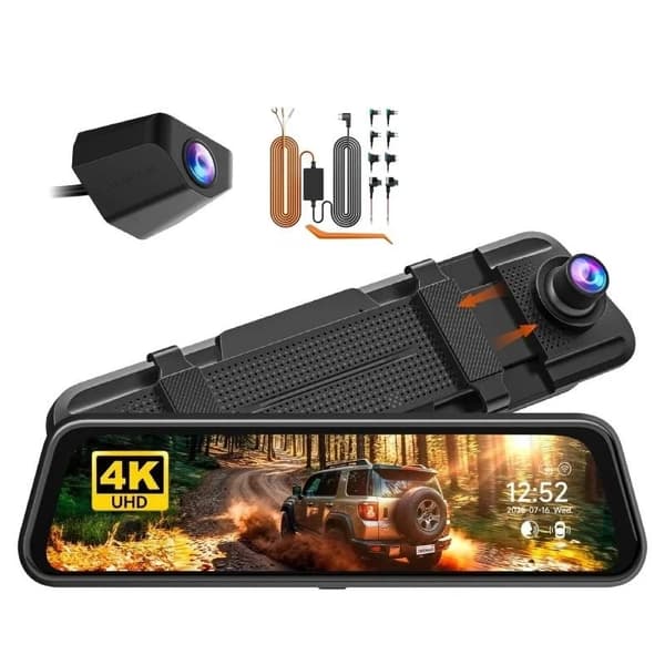 Dash Cam, 4K Opløsning, IPS Touchscreen,MED HÅRDKABLET KIT, Gratis 64G TF