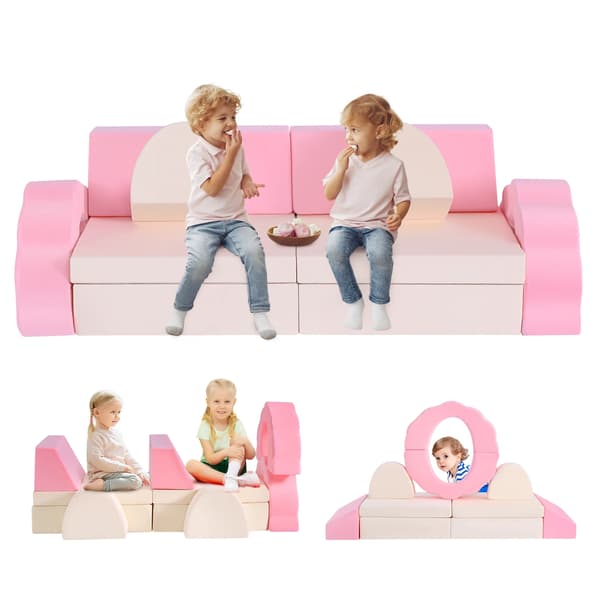 Omställbar Barnsoffa, Modulär Design, Säkra Mjuka Material, Rosa
