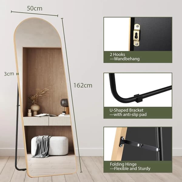 Heltäckande Spegel, Bågformad Design, Mångsidig Placering,Guldbåge