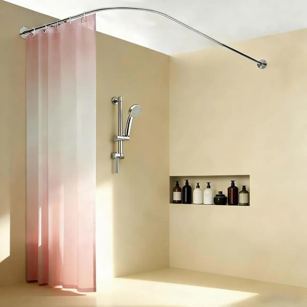 L-formad Duschdraperistång, Justerbar Design, Platsbesparande,Silver
