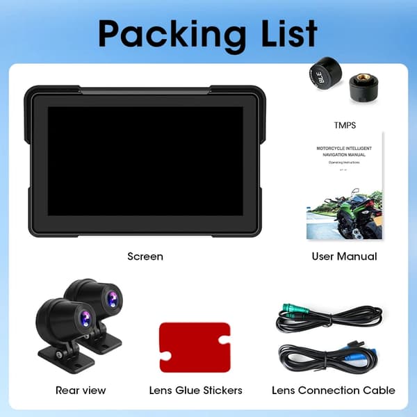 GPS Navigator, Bluetooth-forbindelse, Vandtæt design,7 tommer DVR BMW_TMPS