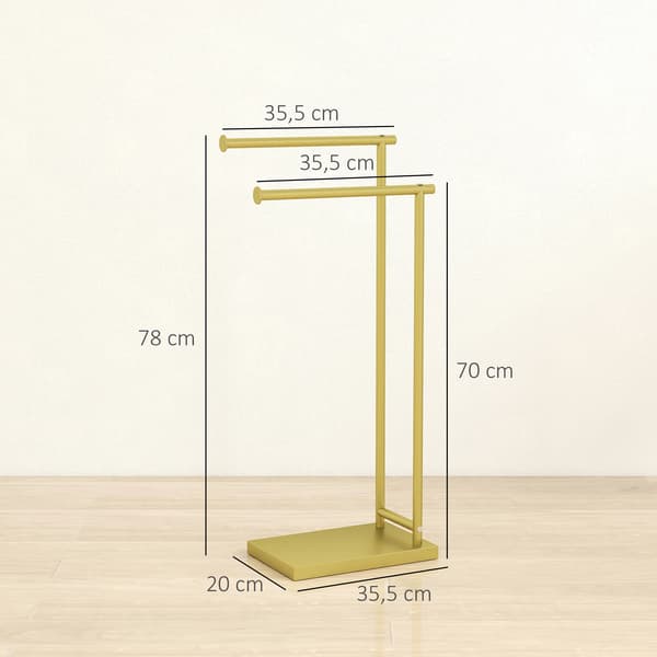 Fristående handdukskrok, modern design, förvaring med dubbla stänger, Guld