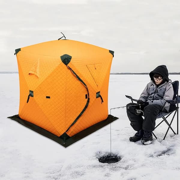 Isfisketält, Vindskyddande Design, Rymlig Interiör,Orange
