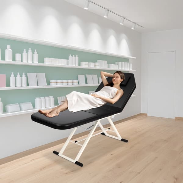 Massagebord, Foldbart Design, Justerbare Vinkler,sort
