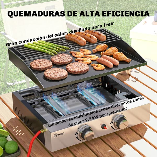 Gasgrill, 2 brændere, bærbart design,sort