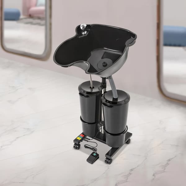 Shampoo skål, justerbar højde, dobbelt spand design,Sort