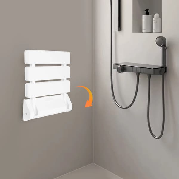 Fällbar Duschsits, Väggmonterad, Hållbar Design,VIT