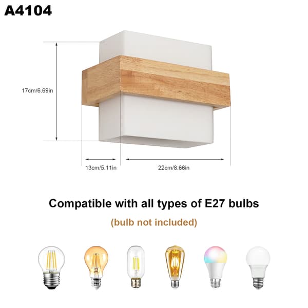 Væglampe, Trædesign, E27 Sokkel Kompatibilitet,A4104