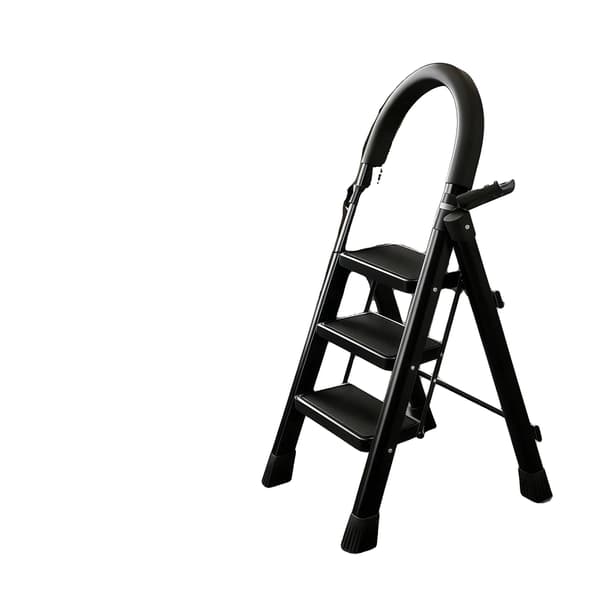 Stege, Halkfri Plattform, Fällbar Design,3 steg svart
