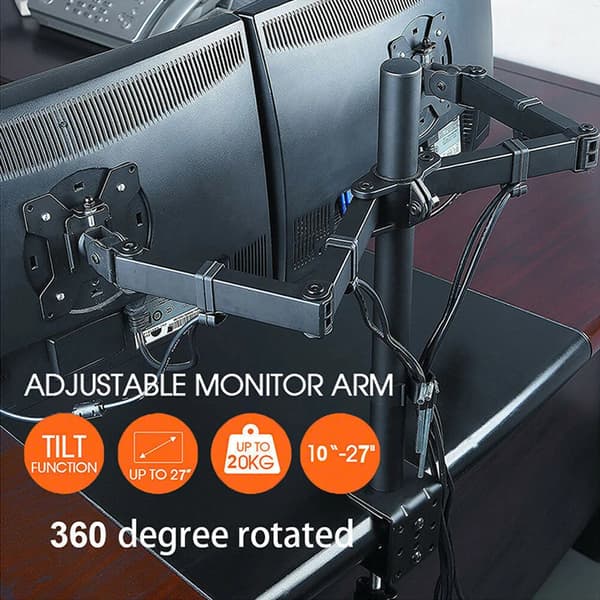 Monitorholder, Justerbar Arm, VESA Kompatibel,sort