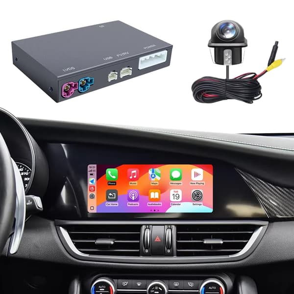 Trådlös CarPlay & Android Auto, Enkel Installation, Förbättrad Navigation,För Alfa med kamera
