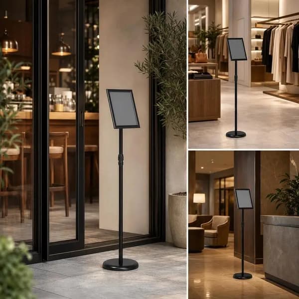Reklamestander, Højdejusterbar, Holdbart Design,Sort