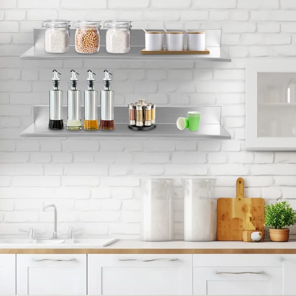 Förvaringshylla, Väggmonterad, L-formad Design,Silver, 2-nivå