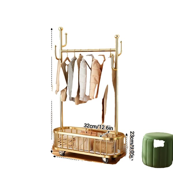 Tøjstang, Flytbar Design, Rustbestandig,Guld 80cm