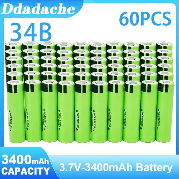 Litiumioniakku, 3400mAh kapasiteetti, 3.7V jännite,34B-60PCS