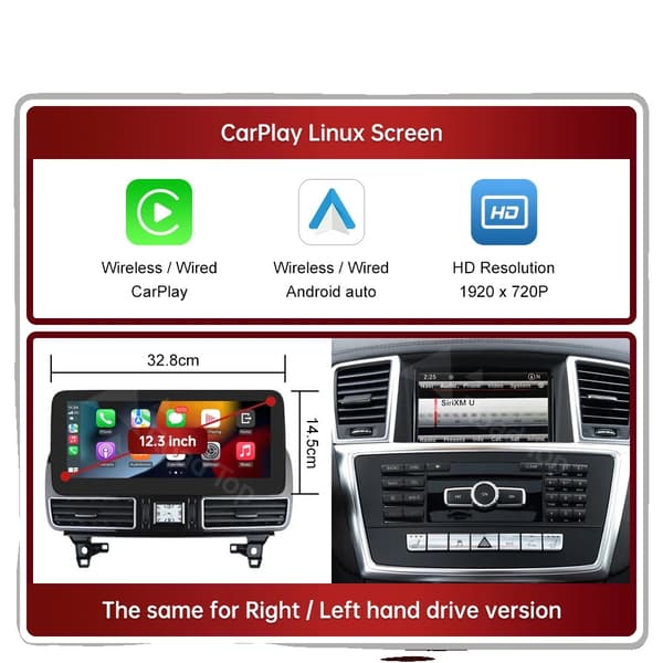 Monimedia näyttö, langaton CarPlay, Android Auto -ominaisuudet,12.3