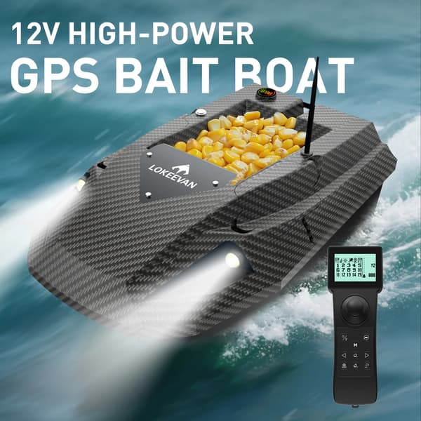 Bait Thrower, Dubbelt Positioneringssystem, Hög Batterikapacitet,D50B  Svart