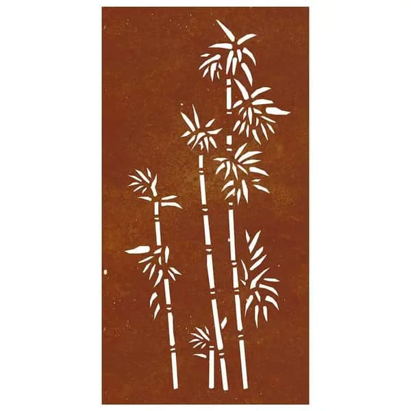 Havevæg Dekoation, Corten Stål, Bambus Design,Brun