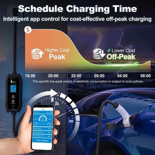 EV-laddare, Smart APP-kontroll, 16A Snabbladdning,Typ2
