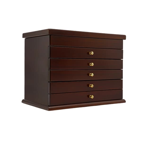 Smyckeslåda, 6-lagersdesign, retrostil,Brun