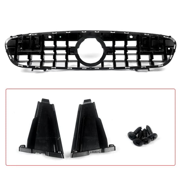 Frontbumpergrill, GT-R stil, nem installation,Krom   Sort