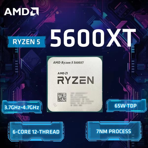 Skrivbords-CPU-processor, 6-kärnig, 4,7 GHz max boost, 3,7 GHz bas, L3-cache 32MB, AM4-sockel