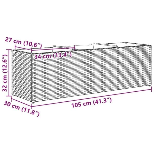 Planter, Multi-Kompartmentsdesign, Vejrbestandigt Materiale,Gris
