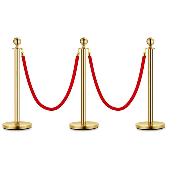 Crowd Control Stanchion Posts, Rustfrit Stål, Holdbart Design,3 Poster 2 Reb