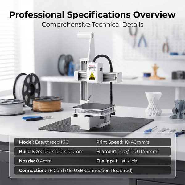 3D-printer, Én-berøring print, Kompakt design,K10