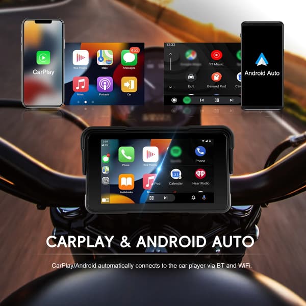 Motorcykel Navigationsdisplay, Trådløs CarPlay, Vandtæt