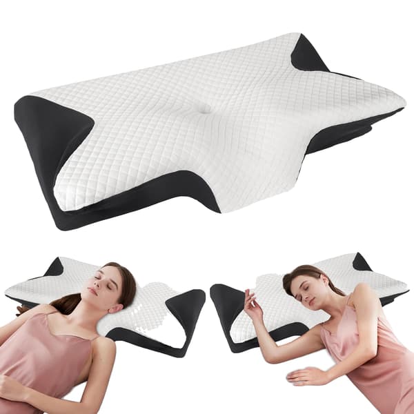 Nakkepude, Ergonomisk Konturdesign, Premium Hukommelsesskum,sort