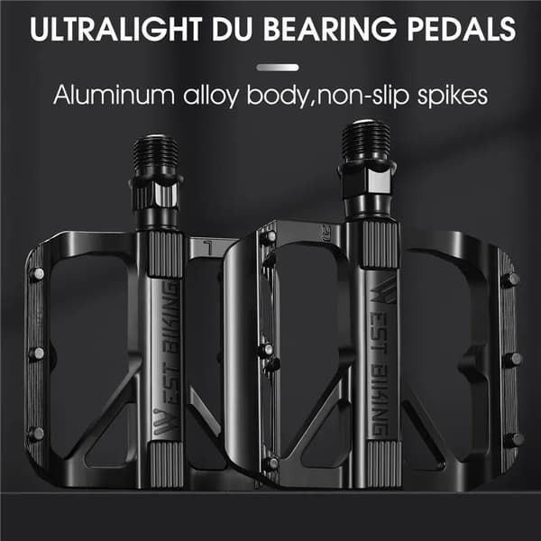 Cykelpedaler, skridsikre brede platforme, ultralet aluminiumlegering,Sort