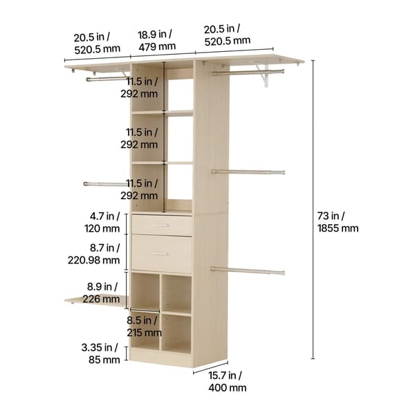 Opbevaringshylde, Holdbart Materiale, Tilpasseligt Design,60x73x15.8tommer