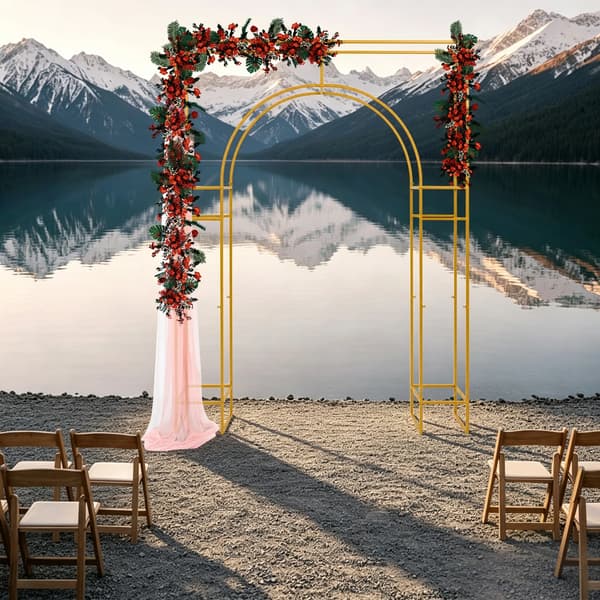 Bröllopsbåge Bakgrundsställ, Hållbart Material, Mångsidig Användning,Guld