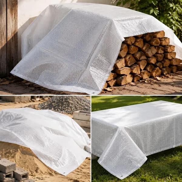 Dække Tarp, Vævet Polyethylen, Multi-Brug,Hvid